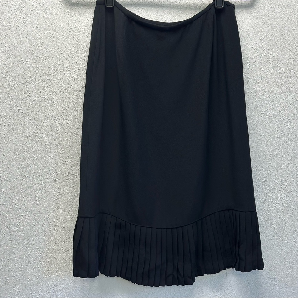 Lafayette 148 New York Black A-Line Skirt Pleated Hem